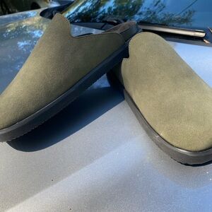 Green Suede Clogs